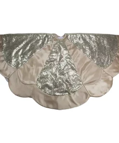 Christmas Tree Decorations Northlight 48 In. Golden Sequined Scalloped Christmas Tree Skirt With Gold Sateen Trim