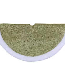 Christmas Tree Decorations Northlight 20 In. Gold Glittered Mini Christmas Tree Skirt With Faux Fur Trim