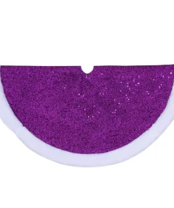 Christmas Tree Decorations Northlight 20 In. Purple Glittered Mini Christmas Tree Skirt With Faux Fur Trim