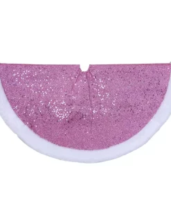 Christmas Tree Decorations Northlight 20 In. Pink Glittered Mini Christmas Tree Skirt With Faux Fur Trim