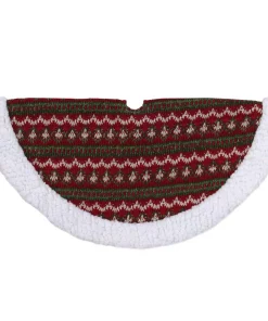 Christmas Tree Decorations Northlight 20 In. Red And Green Lodge Knitted Mini Christmas Tree Skirt With Sherpa Trim