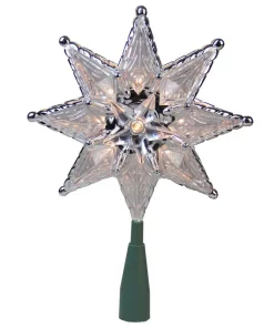 Christmas Tree Decorations Northlight 8 In. Silver Mosaic 8-Point Star Christmas Tree Topper – Clear Lights