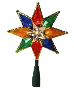 Christmas Tree Decorations Northlight 8 In. Multi-Color Mosaic 8-Point Star Christmas Tree Topper – Clear Lights