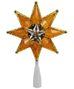 Christmas Tree Decorations Northlight 8 In. Gold Mosaic 8-Point Star Christmas Tree Topper – Clear Lights