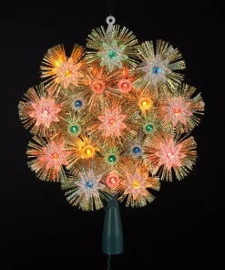 Christmas Tree Decorations Northlight 8 In. Retro Gold Tinsel Snowflake Christmas Tree Topper – Multi Lights