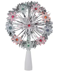 Christmas Tree Decorations Northlight 7 In. Silver Tinsel Snowflake Starburst Christmas Tree Topper – Multi Lights