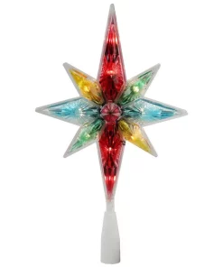 Christmas Tree Decorations Northlight 10.75 In. Multi-Color Faceted Star Of Bethlehem Christmas Tree Topper – Clear Lights