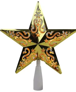 Christmas Tree Decorations Northlight 8.5 In. Gold Star Cut-Out Design Christmas Tree Topper β Clear Lights
