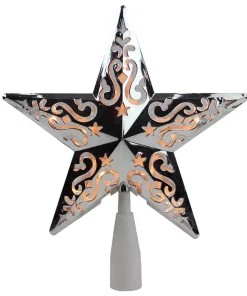 Christmas Tree Decorations Northlight 8.5 In. Silver Star Cut-Out Design Christmas Tree Topper β Clear Lights