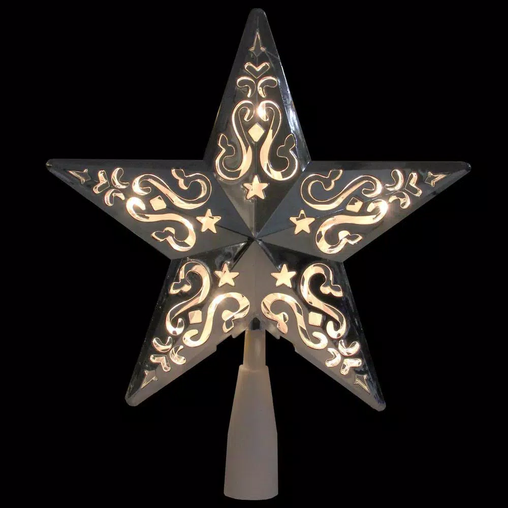 Christmas Tree Decorations Northlight 8.5 In. Silver Star Cut-Out Design Christmas Tree Topper β Clear Lights 2 Christmas Tree Decorations Northlight 8.5 In. Silver Star Cut-Out Design Christmas Tree Topper β Clear Lights - Image 2