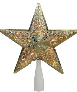 Christmas Tree Decorations Northlight 8.5 In. Gold Glitter Star Cut-Out Design Christmas Tree Topper – Clear Lights