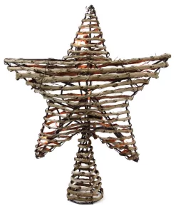 Christmas Tree Decorations Northlight 11.5 In. Natural Brown Rattan Star Christmas Tree Topper – Clear Lights