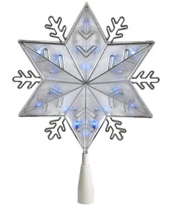 Christmas Tree Decorations Northlight 10 In. Silver 8-Point Snowflake Christmas Tree Topper – Blue Lights