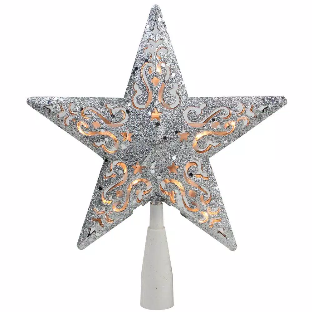 Christmas Tree Decorations Northlight 8.5 In. Silver Glitter Star Cut-Out Design Christmas Tree Topper β Clear Lights 1 Christmas Tree Decorations Northlight 8.5 In. Silver Glitter Star Cut-Out Design Christmas Tree Topper β Clear Lights