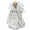 Christmas Tree Decorations Northlight 13 In. Lighted B/O Fiber Optic Angel With White Gown Christmas Tree Topper