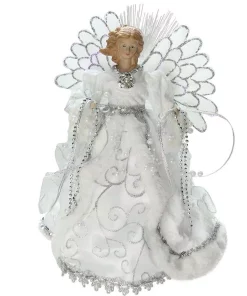 Christmas Tree Decorations Northlight 13 In. Lighted B/O Fiber Optic Angel With White Gown Christmas Tree Topper