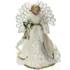 Christmas Tree Decorations Northlight 14 In. Lighted B/O Fiber Optic Angel In Cream And Gold Gown Christmas Tree Topper