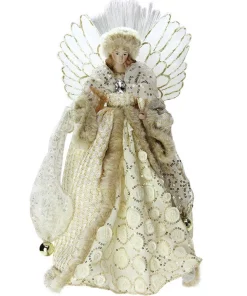 Christmas Tree Decorations Northlight 16 In. Lighted B/O Fiber Optic Angel In Golden Sequined Gown Christmas Tree Topper