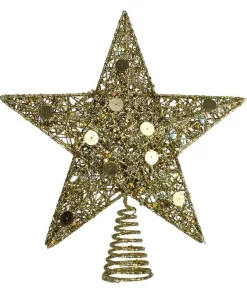 Christmas Tree Decorations Northlight 11.5 In. LED Lighted Gold Glittered Star Christmas Tree Topper With Multi-Lights