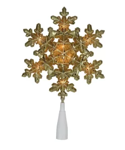 Christmas Tree Decorations Northlight 12.75 In. Lighted Gold Snowflake Christmas Tree Topper With Clear Lights