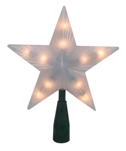 Christmas Tree Decorations Northlight 7 In. Lighted Frosted 5-Point Star Christmas Tree Topper With Clear Lights