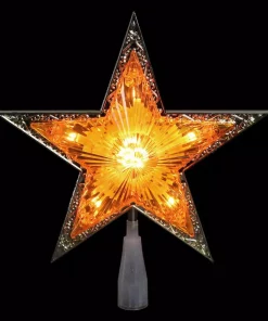 Christmas Tree Decorations Northlight 9 In. Gold And Amber Crystal 5 Point Star Christmas Tree Topper