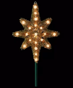 Christmas Tree Decorations Northlight 21 In. Gold Tinsel Star Of Bethlehem Christmas Tree Topper In Clear Lights