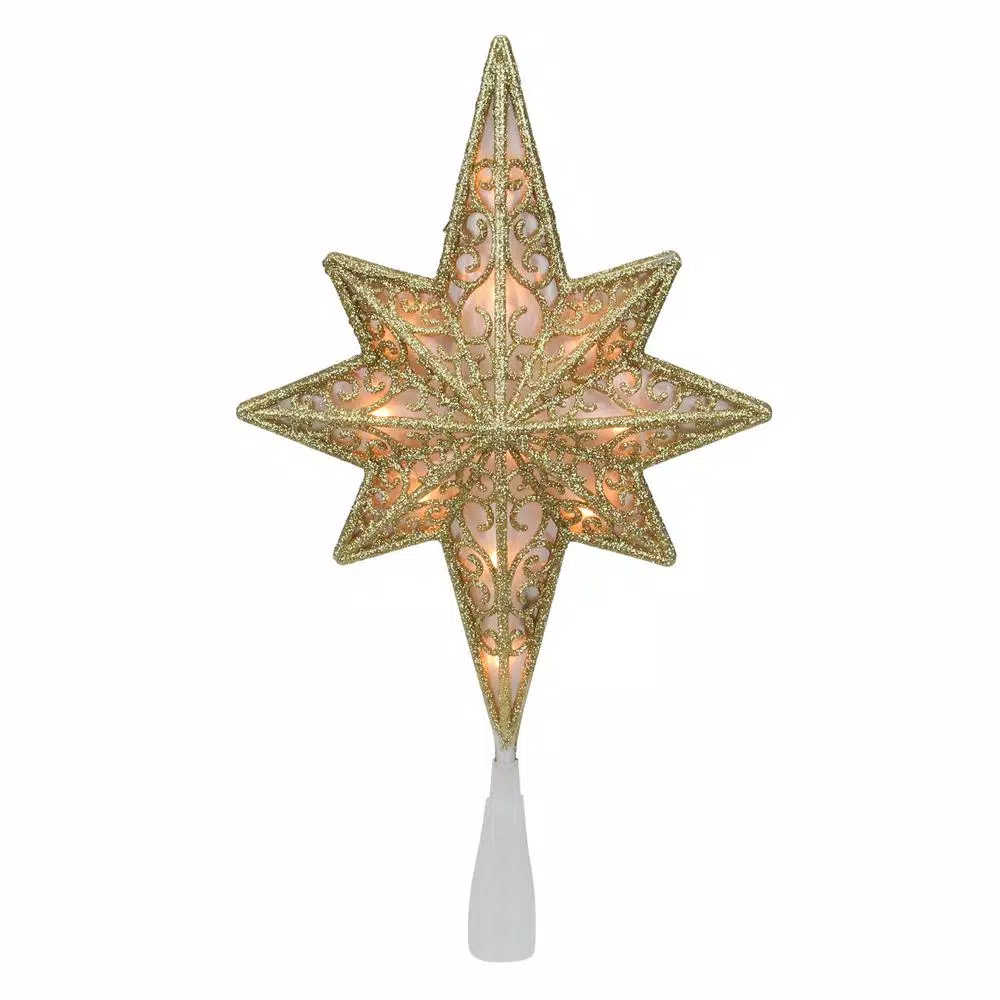 Christmas Tree Decorations Northlight 10 In. Frosted Star Of Bethlehem With Gold Scrolling Christmas Tree Topper In Clear Lights 2 Christmas Tree Decorations Northlight 10 In. Frosted Star Of Bethlehem With Gold Scrolling Christmas Tree Topper In Clear Lights - Image 2