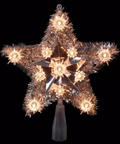 Christmas Tree Decorations Northlight 9 In. Lighted Silver Tinsel Star Christmas Tree Topper In Clear Lights