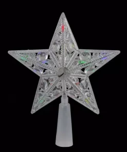 Christmas Tree Decorations Northlight 6 In. Clear Crystal Jeweled Star LED Christmas Tree Topper In Multi-Lights