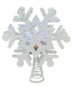 Christmas Tree Decorations Northlight 12 In. Lighted White Snowflake With Rotating LED Projector Christmas Tree Topper