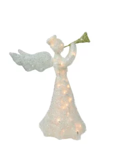 Outdoor Christmas Decorations Northlight 29 In. Christmas Lighted Tinsel Trumpeting Angel Outdoor Decoration