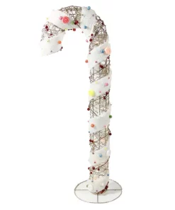 Outdoor Christmas Decorations Northlight 32 In. Christmas Lighted Champagne Gold Glittered Rattan Candy Covered Candy Cane Outdoor Decoration