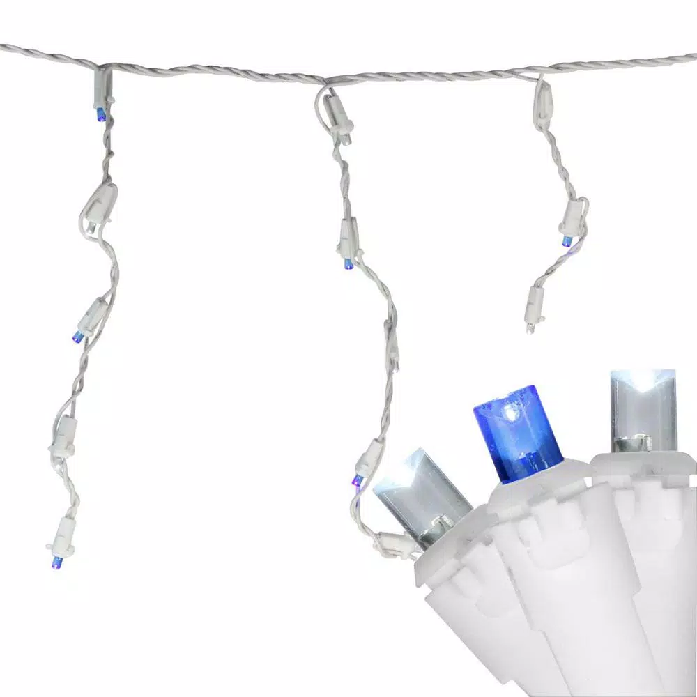 Christmas Lights Northlight 6.75 Ft. 100-Light Blue And Pure White LED Wide Angle Icicle Lights 1 Christmas Lights Northlight 6.75 Ft. 100-Light Blue And Pure White LED Wide Angle Icicle Lights