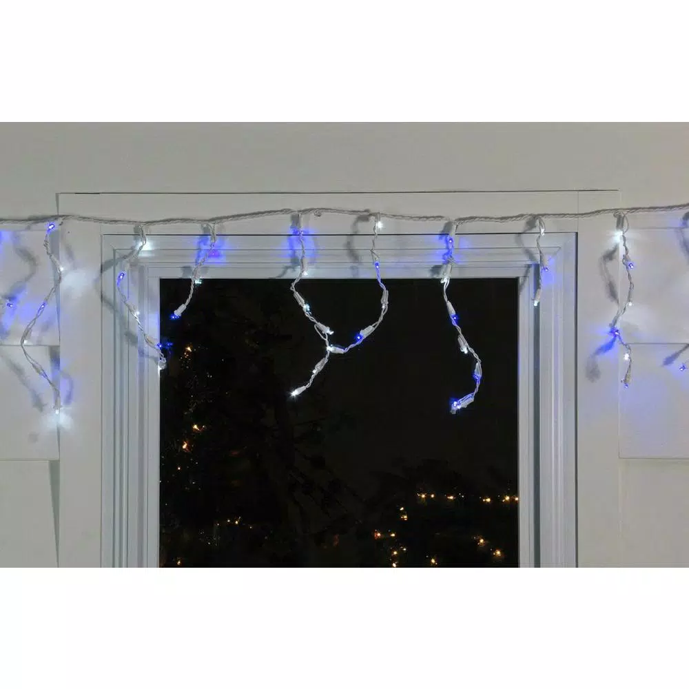 Christmas Lights Northlight 6.75 Ft. 100-Light Blue And Pure White LED Wide Angle Icicle Lights 2 Christmas Lights Northlight 6.75 Ft. 100-Light Blue And Pure White LED Wide Angle Icicle Lights - Image 2