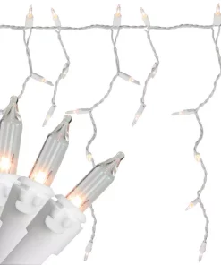 Northlight 50-Light White Mini Window Curtain Icicle Christmas Lights With 10.8 Ft. White Wire