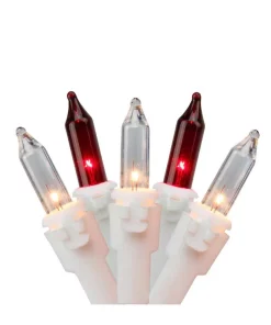Northlight 50-Light Red And Clear Mini Window Curtain Icicle Christmas Lights With White Wire