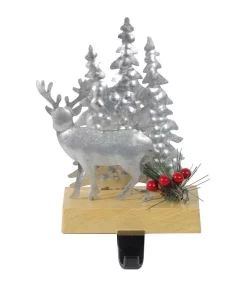 Indoor Christmas Decorations Northlight 8.5 In. Galvanized Metal Deer And Trees Christmas Stocking Holder