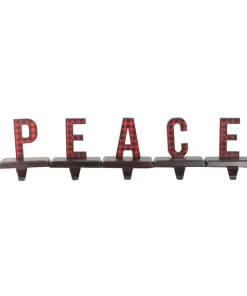 Indoor Christmas Decorations Northlight 6 In. Black And Red Buffalo Plaid Peace Christmas Stocking Holders (Set Of 5)