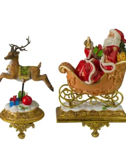 Indoor Christmas Decorations Northlight 9.5 In. Santa And Reindeer Glittered Christmas Stocking Holder (Set Of 2)