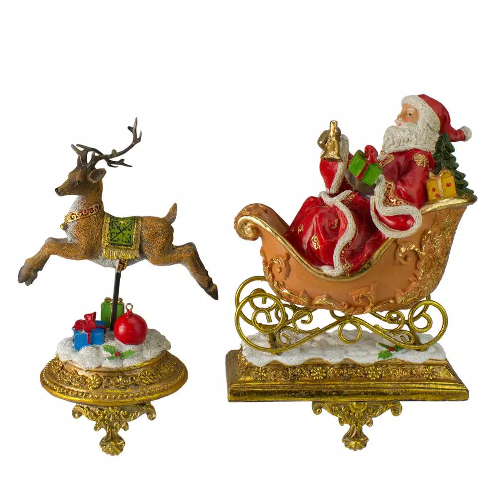 Indoor Christmas Decorations Northlight 9.5 In. Santa And Reindeer Glittered Christmas Stocking Holder (Set Of 2) 1 Indoor Christmas Decorations Northlight 9.5 In. Santa And Reindeer Glittered Christmas Stocking Holder (Set Of 2)