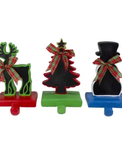 Indoor Christmas Decorations Northlight 7 In. Reindeer Tree And Snowman With Chalkboard Christmas Stocking Holders (Set Of 3)