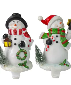 Indoor Christmas Decorations Northlight 7.25 In. Glitter Dusted Snowman Christmas Stocking Holders (Set Of 2)