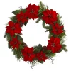 Christmas Greenery Nearly Natural 36 In. Poinsettia And Pine Wreath