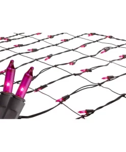 Christmas Lights Sienna 2 Ft. X 8 Ft. Pink Mini Christmas Net Style Tree Trunk Wrap Lights With Brown Wire