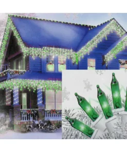 Sienna Set Of 100 Green Mini Icicle Christmas Lights – White Wire