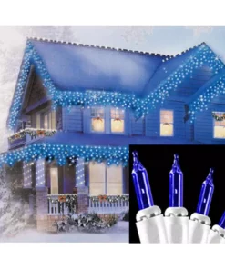 Sienna Set Of 100 Blue Mini Icicle Christmas Lights – White Wire