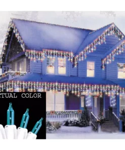 Sienna Set Of 100 Teal Mini Icicle Christmas Lights – White Wire