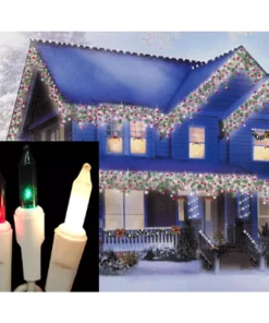 Sienna Set Of 100 Red Green And Frosted Clear Mini Icicle Christmas Lights – White Wire