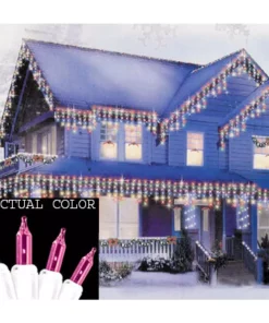 Sienna Set Of 100 Pink Mini Icicle Christmas Lights – White Wire